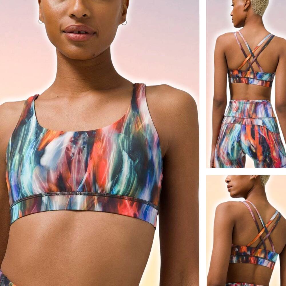 LULULEMON Energy Bra Medium Support Size 4 Chroma Fusion Multi